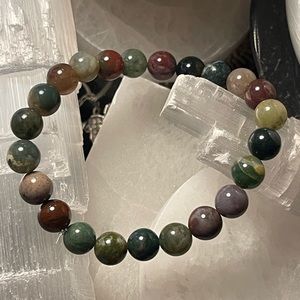 Beautiful Indian Agate 8mm Crystal Stone Bracelet 7” Handmade by Annabellesgemz